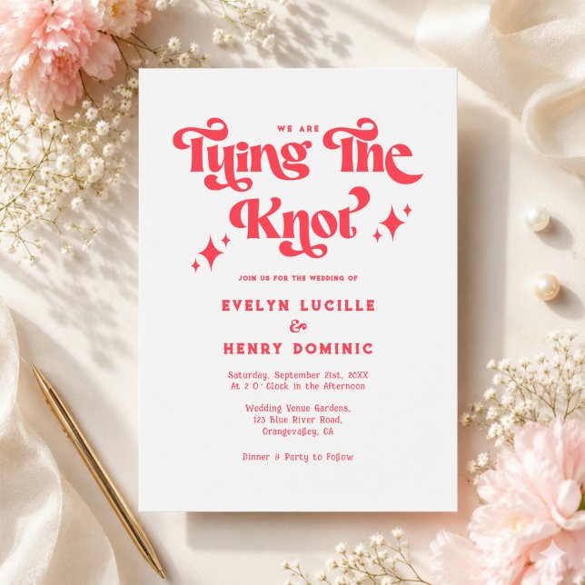 We are Tying the knot Red & White Wedding Invitation (Creator Uploaded)