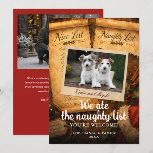 We Ate The Naughty List Cute Pet 2 Photo Fun Holiday Card