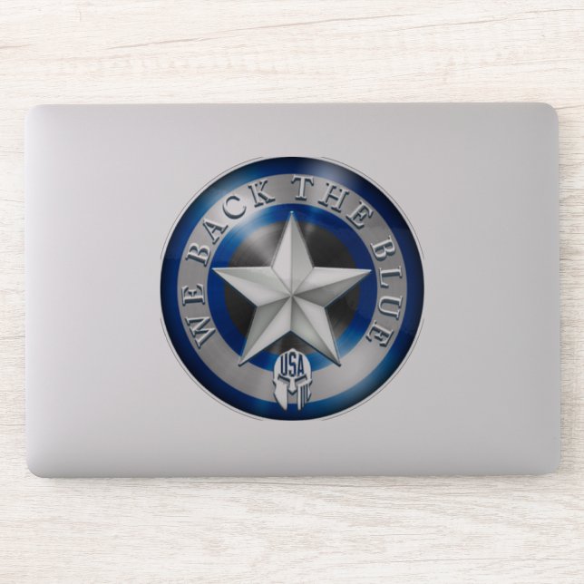"We Back the Blue" Custom-Cut Transparent Vinyl (Computer)