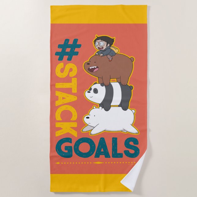 We Bare Bears and Chloe - #StackGoals Beach Towel (Front)