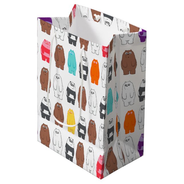 We Bare Bears Colorful Bear Pattern Medium Gift Bag (Front Angled)