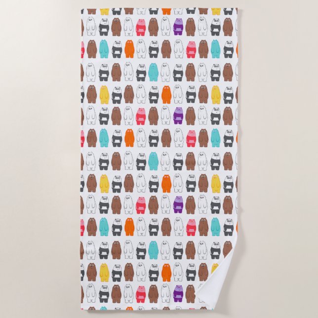 We Bare Bears Colourful Bear Pattern Beach Towel (Front)