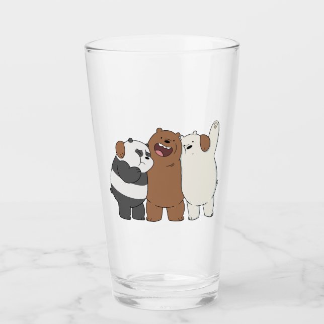 We Bare Bears Group Hug Glass (Front)