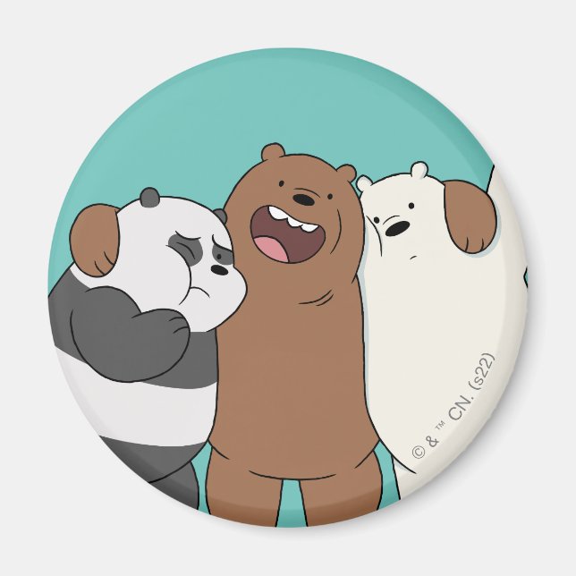 We Bare Bears Group Hug Magnet (Front)