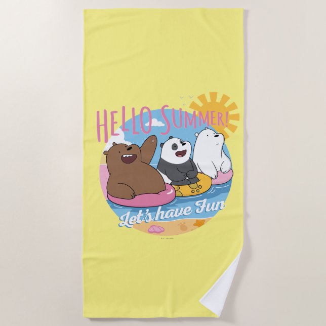 We Bare Bears - Hello Summer! Let's Have Fun Beach Towel (Front)