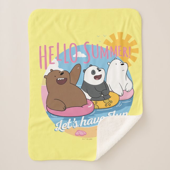 We Bare Bears - Hello Summer! Let's Have Fun Sherpa Blanket (Front)