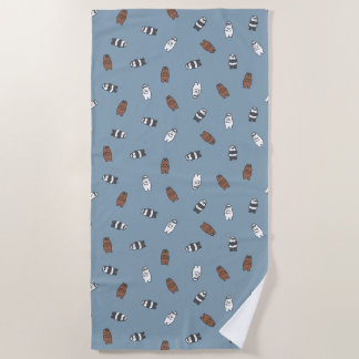 We Bare Bears - Sunglass Bears Pattern Beach Towel