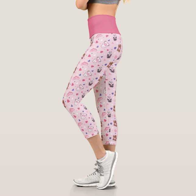 We Bare Bears - Valentine Hearts Pattern Capri Leggings (Left)