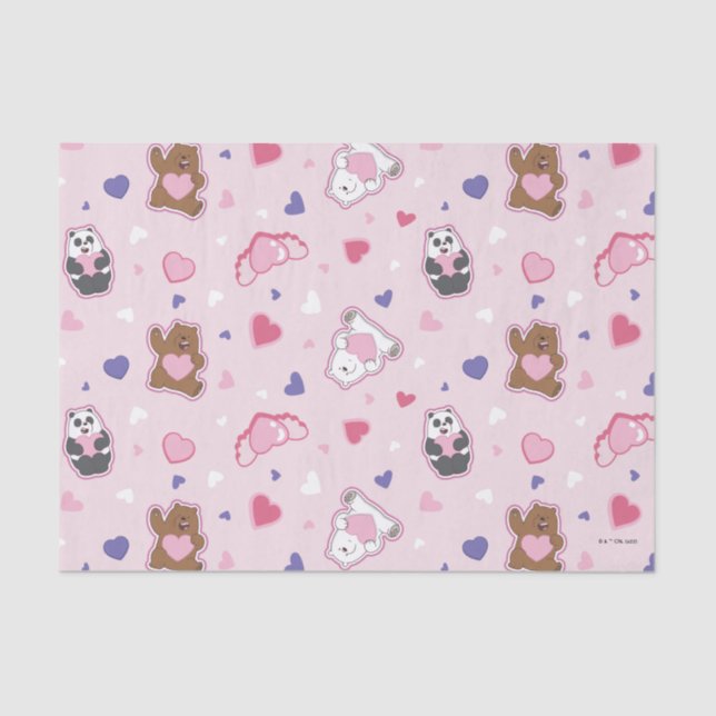 We Bare Bears - Valentine Hearts Pattern Tissue Paper (Front)