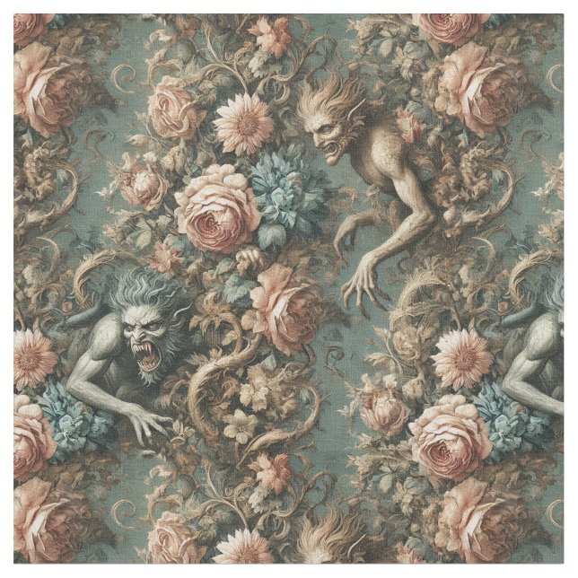We Beast Tonight – Gothic Classic Tile Fabric (Close Up)