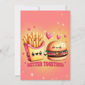 We Belong Together Burger And Fries Love Holiday Card