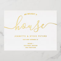 We bought a house black white simple script moving