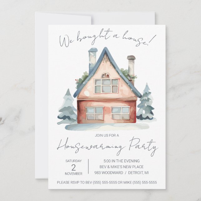 We Bought a House! Cute Watercolor Housewarming  Invitation (Front)