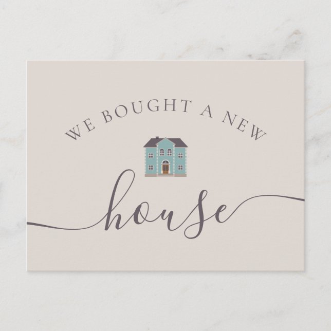 We Bought A New House Cream & Teal Announcement Postcard (Front)