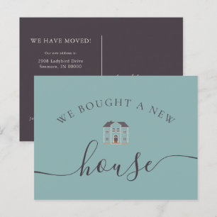 We Bought A New House Cream & Teal Announcement Postcard