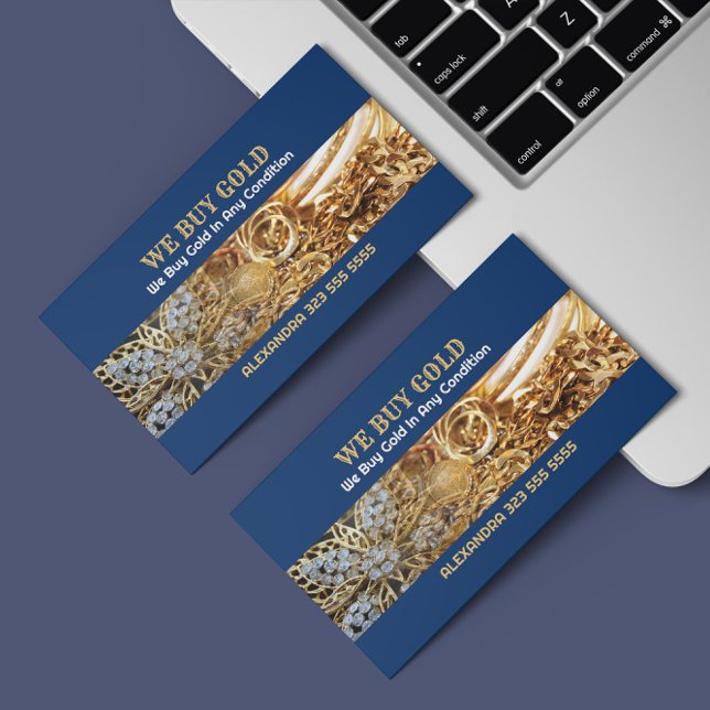 We Buy Gold Pile of Gold Jewellery Background Business Card (Creator Uploaded)