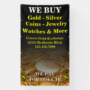We Buy Gold Silver Coins Jewellery Side Wall Banner