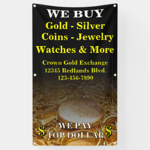 We Buy Gold Silver Coins Jewellery Side Wall  Banner