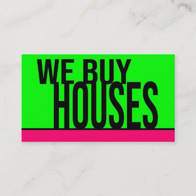We Buy Houses Hot Green Hot Pink Business Card (Front)