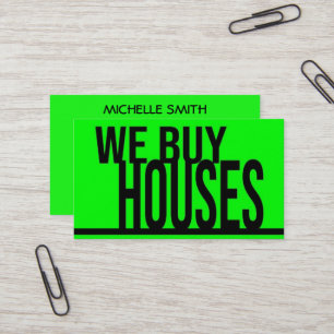 We Buy Houses NEON Green Business Card