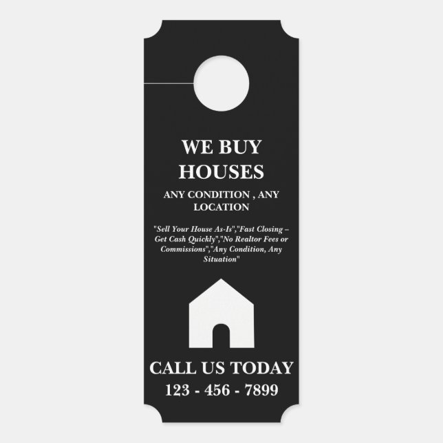 We Buy Houses Real Estate  Door Hanger (Front)