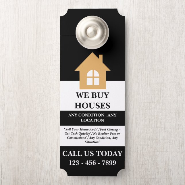 We Buy Houses Real Estate Entrepreneur Door Hanger (On Knob)