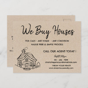 We Buy Houses Real Estate Promotional Kraft Postcard