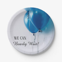 We Can Barely Wait Baby Boy Shower Paper Plate
