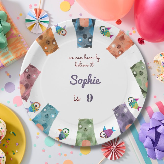we can bear-ly believe it funny birthday paper plate (Creator Uploaded)