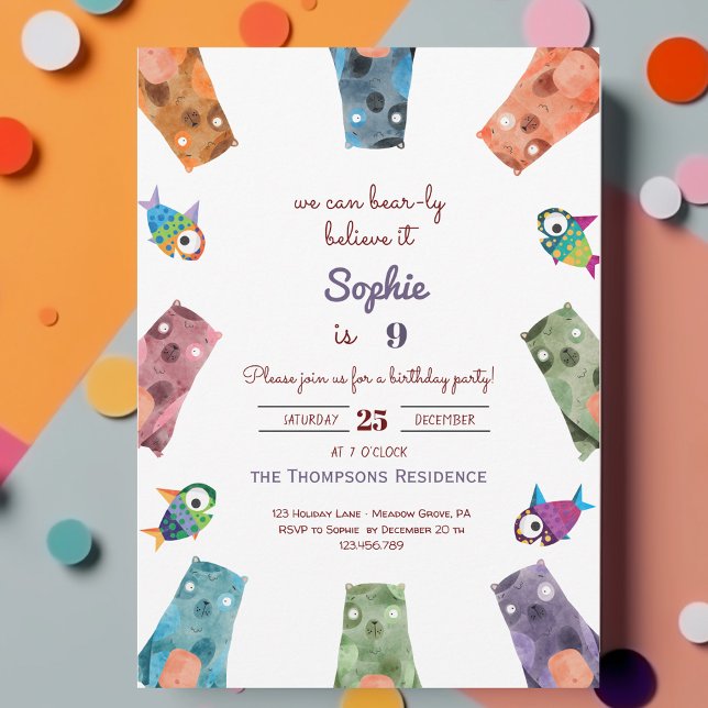 we can bear-ly believe it kids birthday invitation (Creator Uploaded)