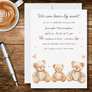 We Can Bear-ly Wait Baby Shower Invitation