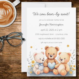 We Can Bear-ly Wait Baby Shower Invitation