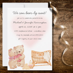 We Can Bear-ly Wait Baby Shower Invitation