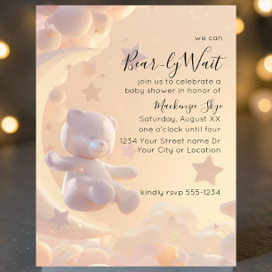 We Can Bear-ly Wait Celestial Bear Baby Shower Invitation