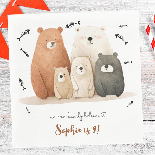 we can bearly believe it animals kids birthday napkin (Creator Uploaded)