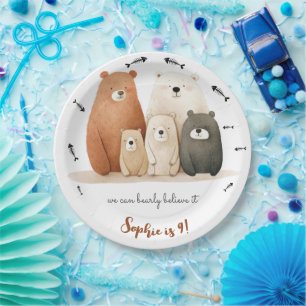 we can bearly believe it kids birthday paper plate