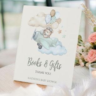 We Can Bearly Wait Aeroplane Books and Gifts Pedestal Sign