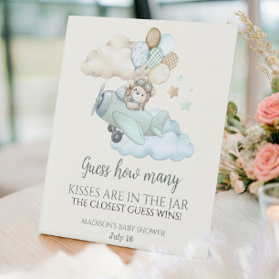 We Can Bearly Wait Aeroplane Guess How Many Kisses Pedestal Sign