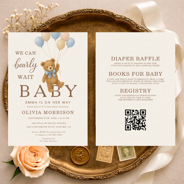  We Can Bearly Wait All in One Baby Shower Invitation (Creator Uploaded)