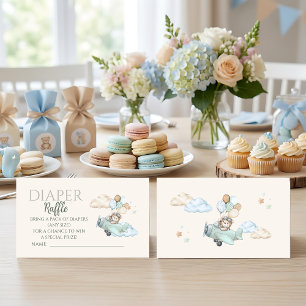 We Can Bearly Wait Aviator Boy Diaper Raffle Enclosure Card