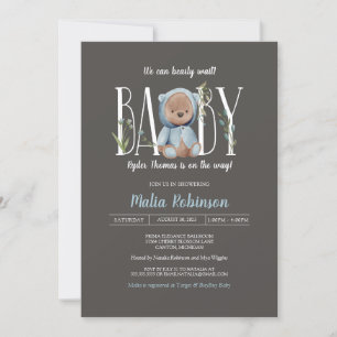 We Can Bearly Wait! Baby Boy Blue Shower Invitation