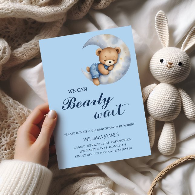 We Can Bearly Wait – Baby Boy Shower Invitation (Creator Uploaded)