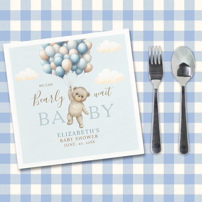 We Can Bearly Wait Baby, Cute Bear Baby Shower  Napkin (Creator Uploaded)