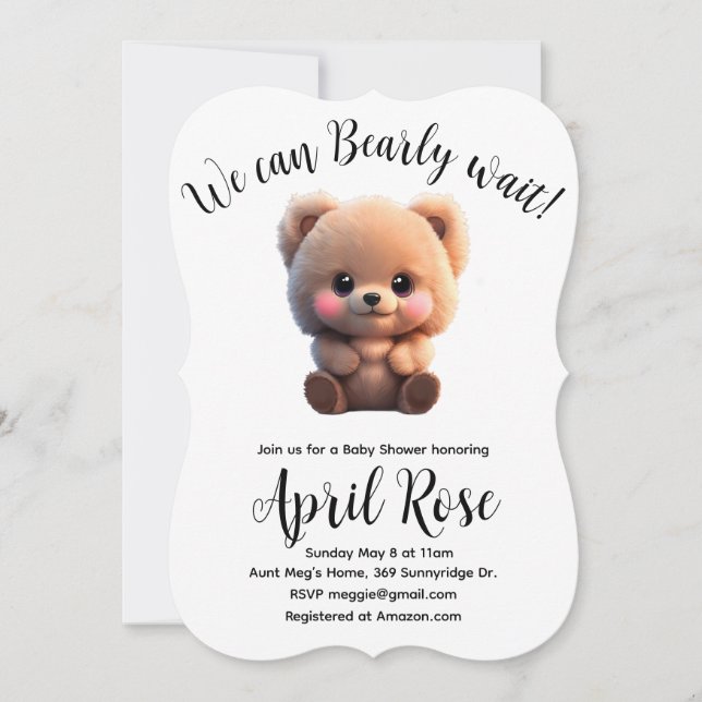 We can Bearly Wait Baby Shower (Front)