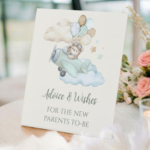 We Can Bearly Wait Baby Shower Advice and Wishes Pedestal Sign