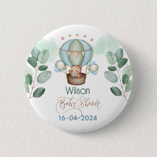 we can bearly wait baby shower bear 6 cm round badge