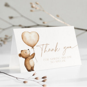 We Can Bearly Wait Baby Shower Beige Thank You Card