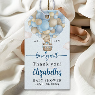 We Can Bearly Wait Baby Shower Boy Gift Tags