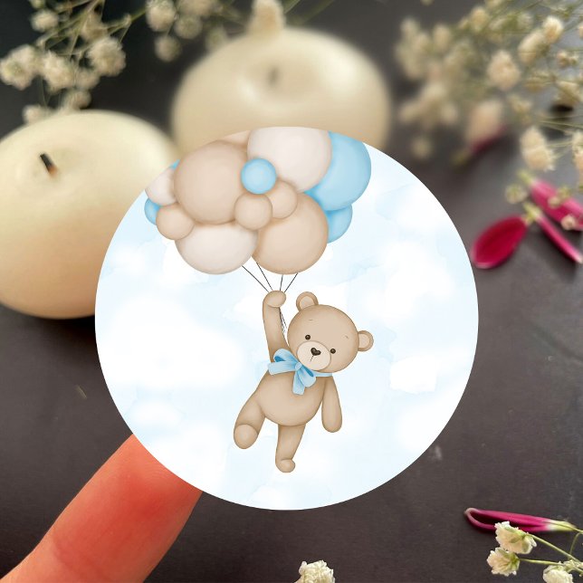 We Can Bearly Wait Baby Shower Classic Round Sticker (Creator Uploaded)