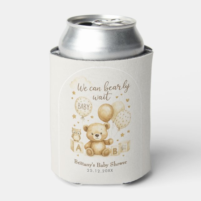 We Can Bearly Wait Baby Shower  Cooler (Can Front)